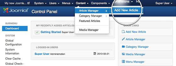 Joomla Article Page & How to Link Articles