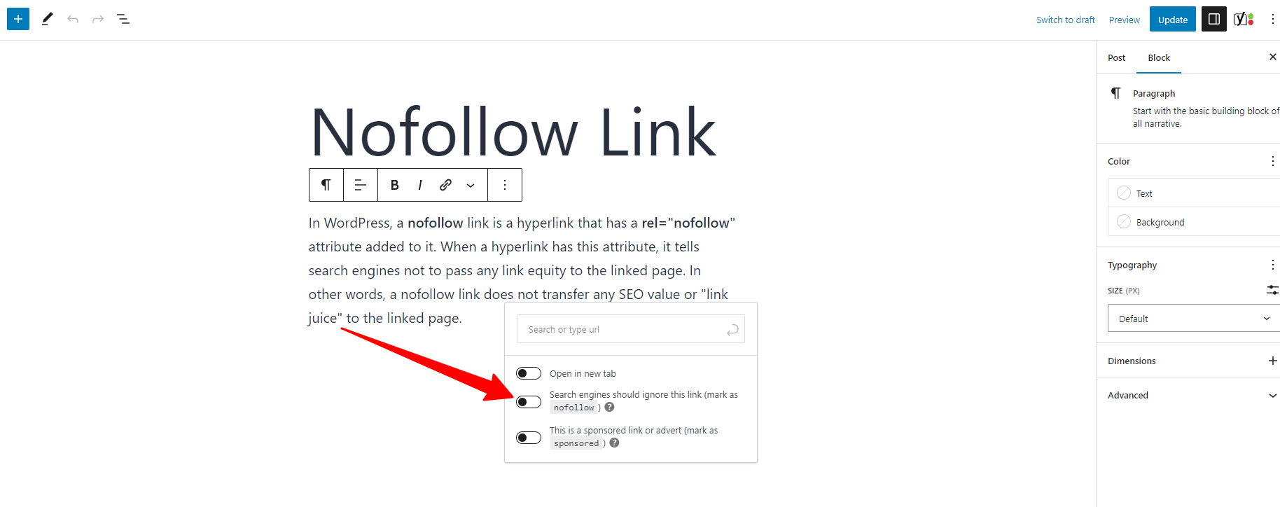 Add Nofollow Links In Wordpress